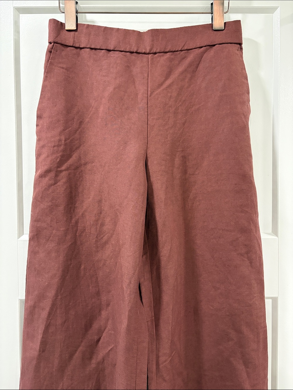 Ann Taylor Wide-Leg Pull On Linen Blend Pants in Dark Brown Size Small - Picture 2 of 10
